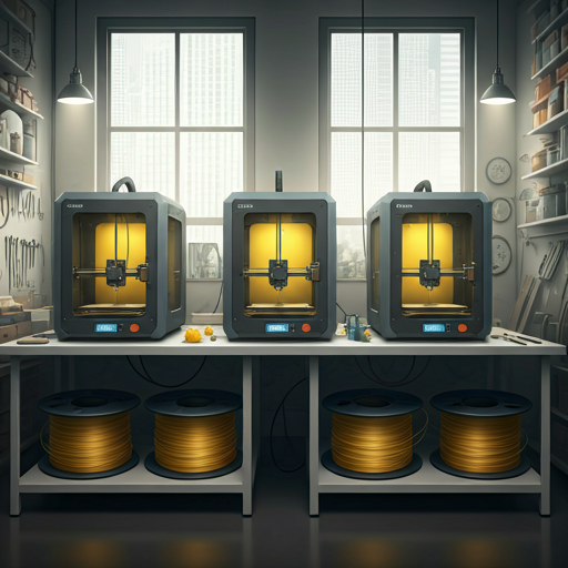 Ateliê moderno com impressoras 3D
